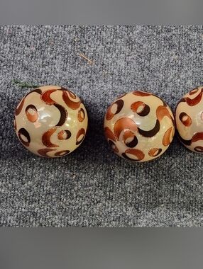 Decorative Pier 1 One Christmas Ornaments  Cream Copper Brown - Set of 3